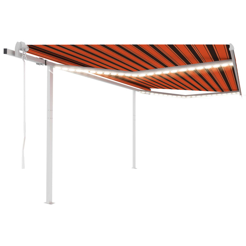 Afbeelding laden in galerijviewer, VidaXL Luifel automatisch met LED en windsensor 4,5x3 m oranje bruin
