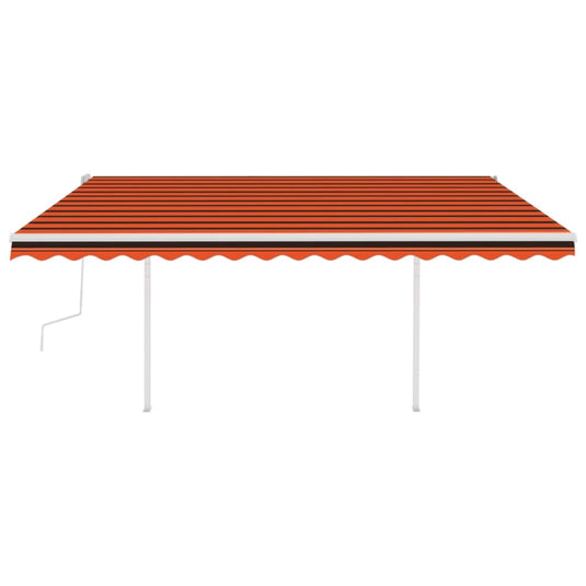 VidaXL Luifel handmatig uittrekbaar met LED 4,5x3,5 m oranje en bruin