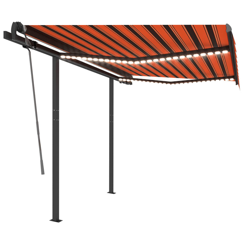 Afbeelding laden in galerijviewer, VidaXL Luifel automatisch met LED en windsensor 3,5x2,5 m oranje bruin
