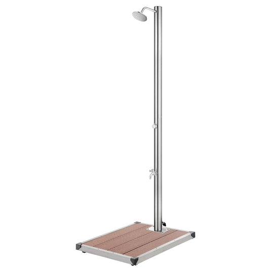 Vidaxl buitendouche met bruine basis 220 cm roestvrij staal