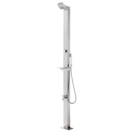 Vidaxl buitendouche met bruine basis 225 cm roestvrij staal