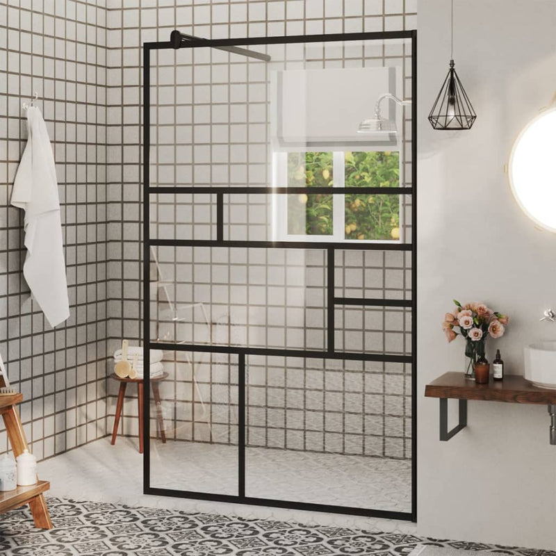 Afbeelding laden in galerijviewer, Vidaxl inloopdouchewand 100x195 cm esg-glas transparant en zwart
