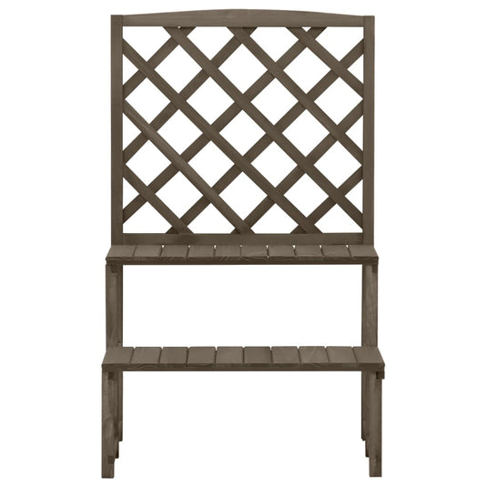 Vidaxl plantenrek met latwerk 70x42x115 cm massief vurenhout grijs