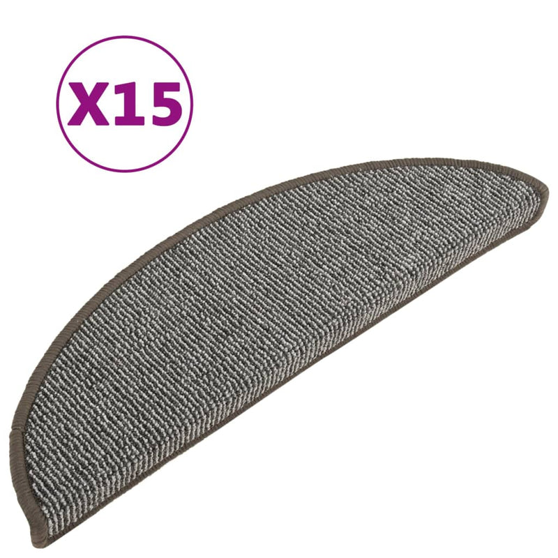Afbeelding laden in galerijviewer, Vidaxl trapmatten 15 st 56x17x3 cm grijs halfrond
