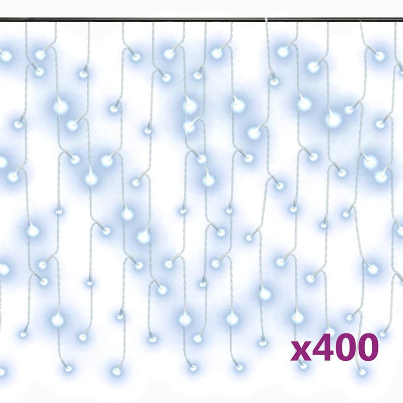 Afbeelding laden in galerijviewer, Vidaxl lichtgordijn met 400 led's en 8 functies 10 m koudwit
