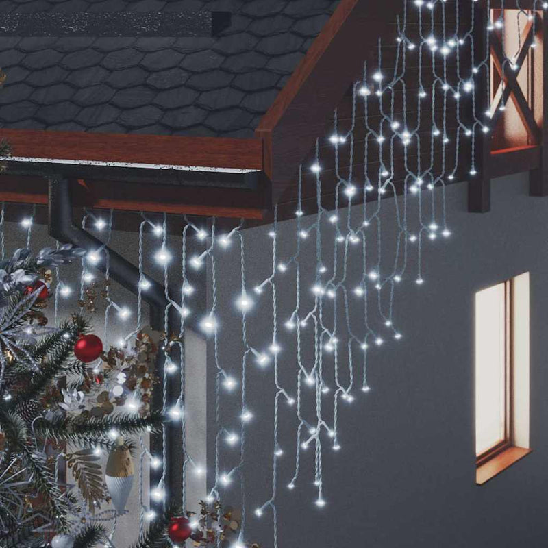 Afbeelding laden in galerijviewer, Vidaxl lichtgordijn met 400 led's en 8 functies 10 m koudwit

