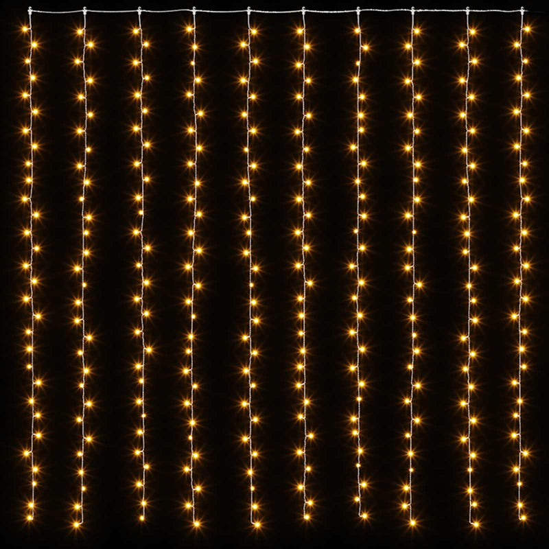 Afbeelding laden in galerijviewer, Vidaxl lichtsnoergordijn met 300 led's en 8 functies 3x3 m warmwit
