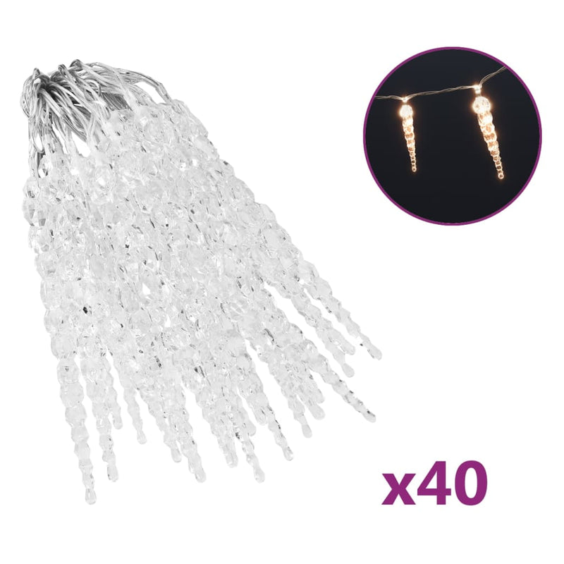 Afbeelding laden in galerijviewer, VidaXL Kerstverlichting ijspegel met 40 LED's acryl warmwit
