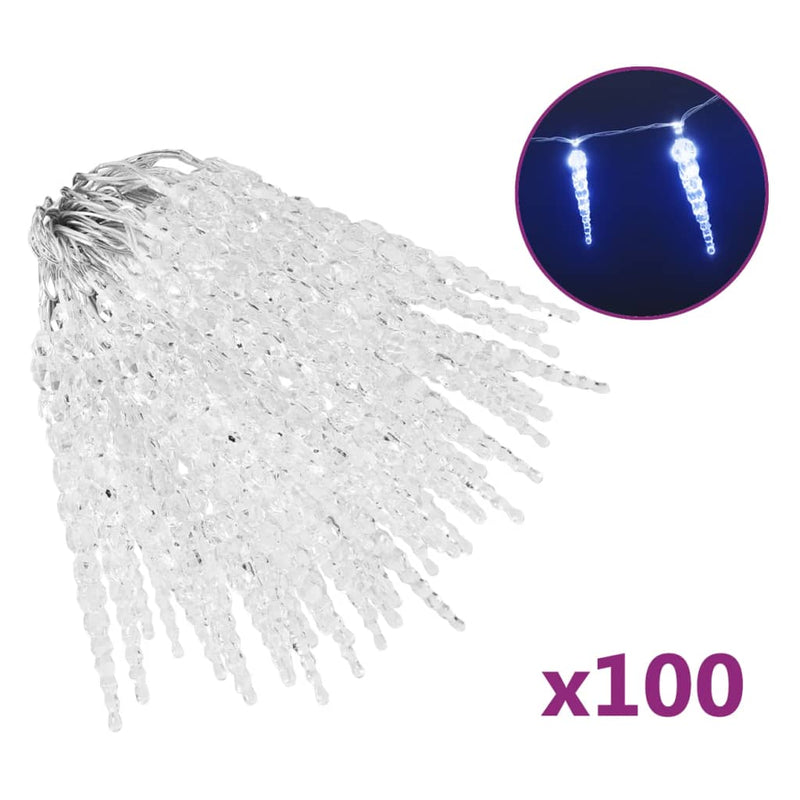 Afbeelding laden in galerijviewer, VidaXL Kerstverlichting ijspegel met 100 LED's acryl blauw

