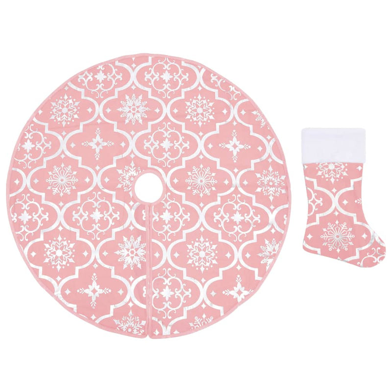 Afbeelding laden in galerijviewer, Vidaxl kerstboomrok luxe met sok 90 cm stof roze

