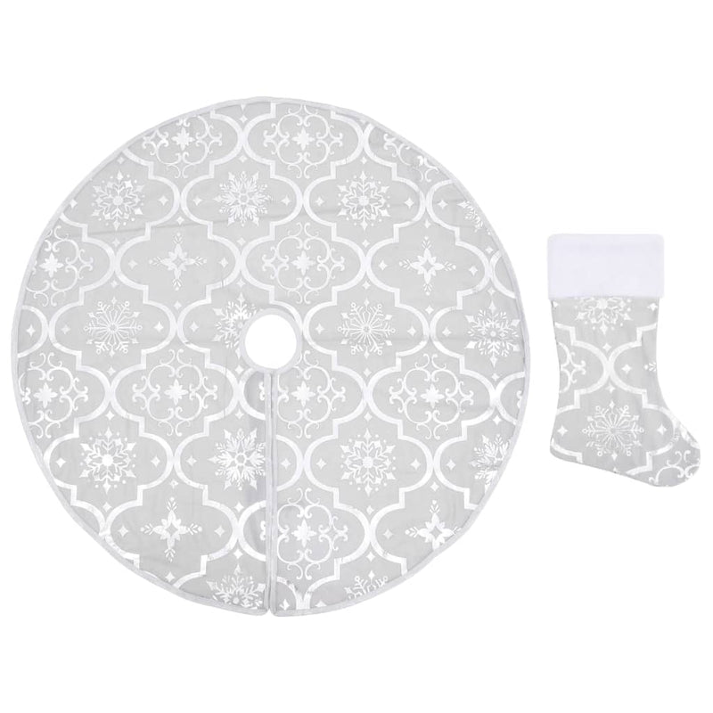 Afbeelding laden in galerijviewer, Vidaxl kerstboomrok luxe met sok 122 cm stof wit
