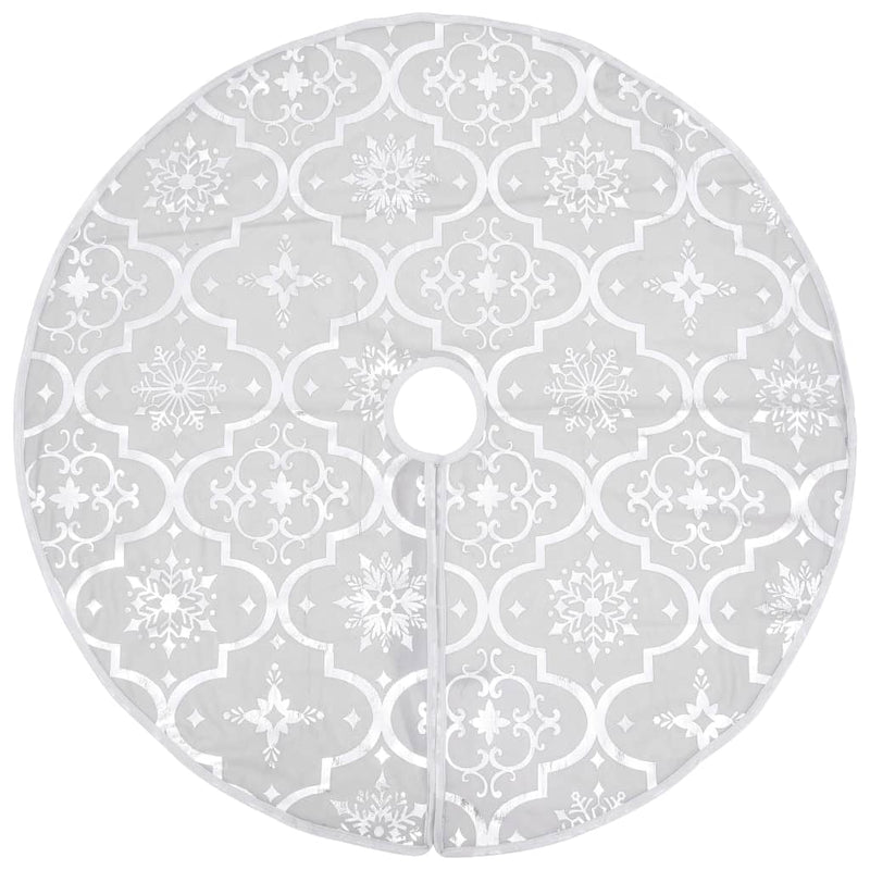 Afbeelding laden in galerijviewer, Vidaxl kerstboomrok luxe met sok 122 cm stof wit
