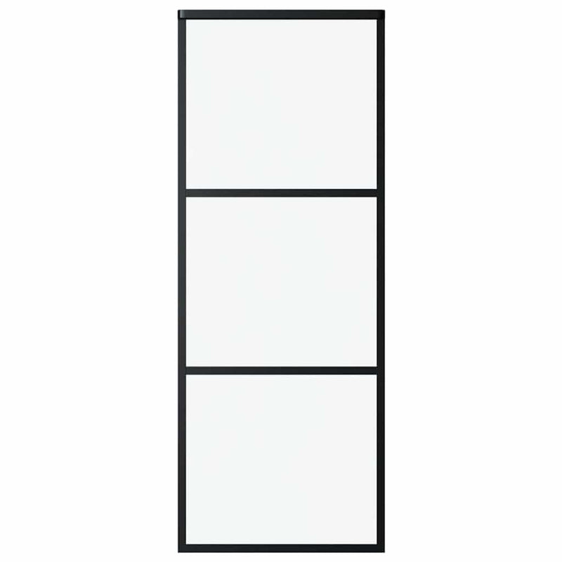 Afbeelding laden in galerijviewer, Vidaxl schuifdeur 3-panelen 76x205 cm esg-glas en aluminium zwart
