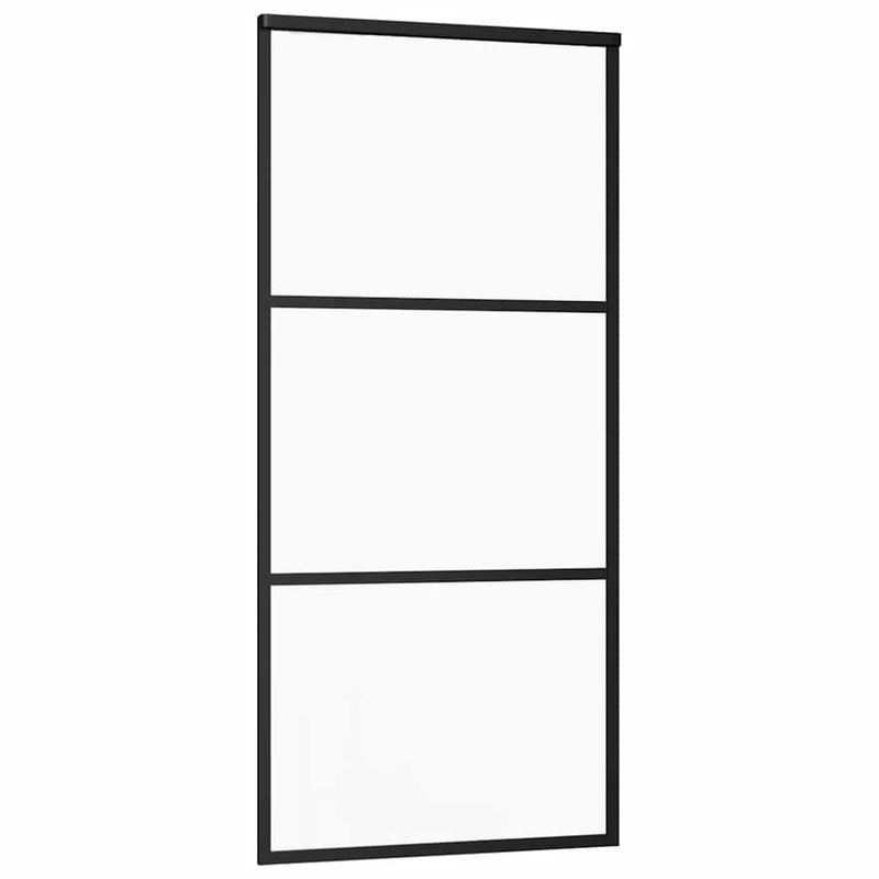 Afbeelding laden in galerijviewer, Vidaxl schuifdeur 90x205 cm esg-glas en aluminium zwart
