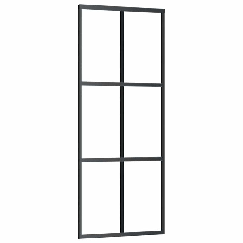 Afbeelding laden in galerijviewer, Vidaxl schuifdeur 76x205 cm esg-glas en aluminium zwart
