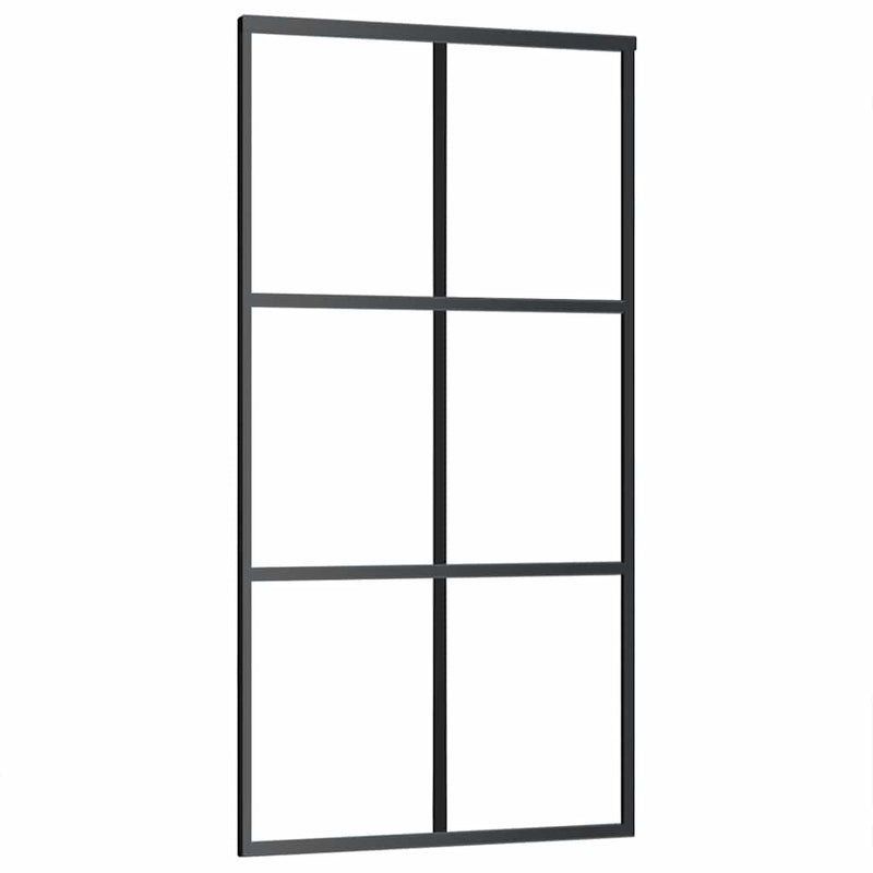 Afbeelding laden in galerijviewer, Vidaxl schuifdeur 102x205 cm esg-glas en aluminium zwart
