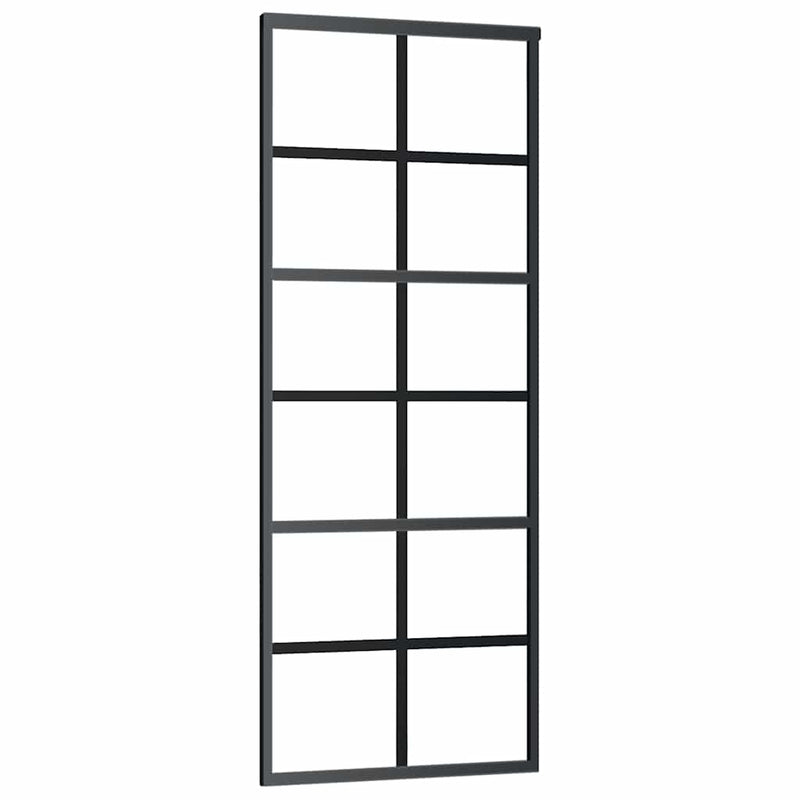 Afbeelding laden in galerijviewer, Vidaxl schuifdeur 76x205 cm esg-glas en aluminium zwart
