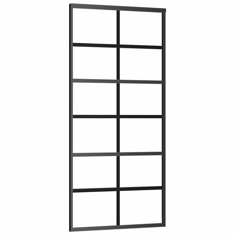 Afbeelding laden in galerijviewer, Vidaxl schuifdeur 90x205 cm esg-glas en aluminium zwart
