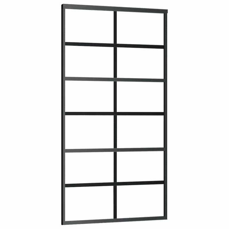Afbeelding laden in galerijviewer, Vidaxl schuifdeur 102x205 cm esg-glas en aluminium zwart
