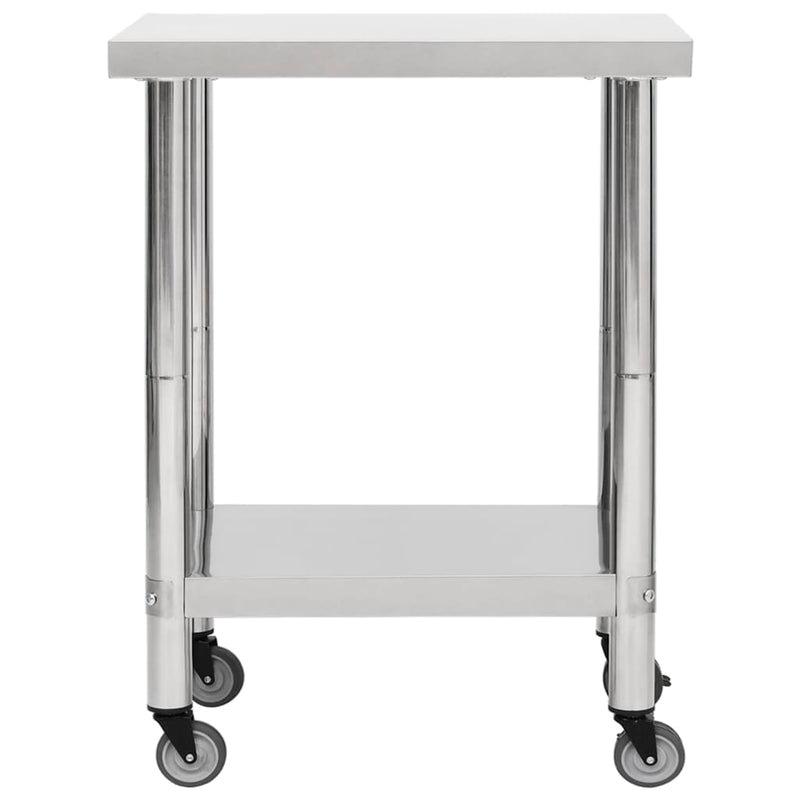 Afbeelding laden in galerijviewer, Vidaxl keukenwerktafel met wielen 80x30x85 cm roestvrij staal
