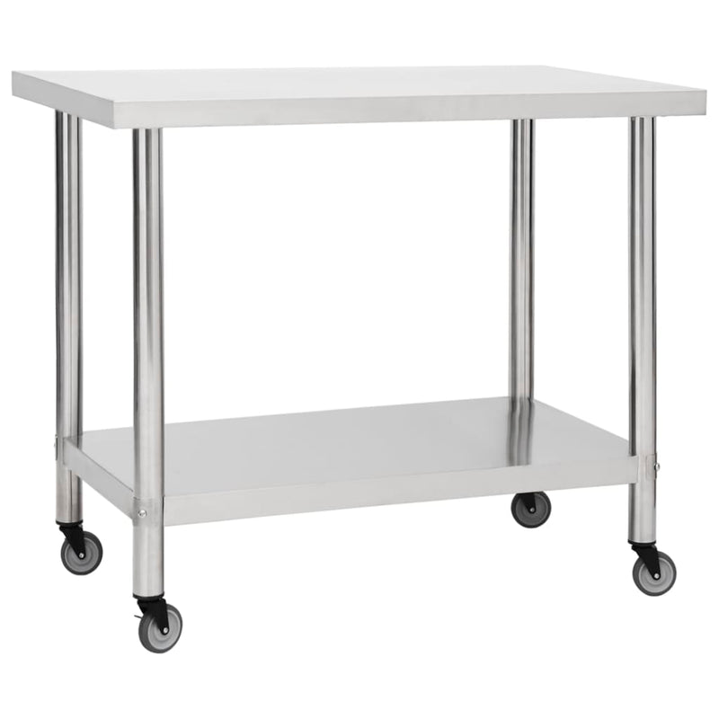 Afbeelding laden in galerijviewer, Vidaxl keukenwerktafel met wielen 80x60x85 cm roestvrij staal
