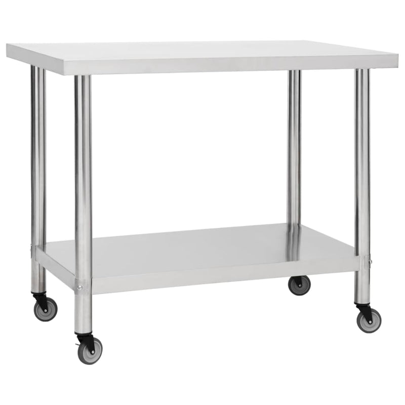 Afbeelding laden in galerijviewer, Vidaxl keukenwerktafel met wielen 100x30x85 cm roestvrij staal
