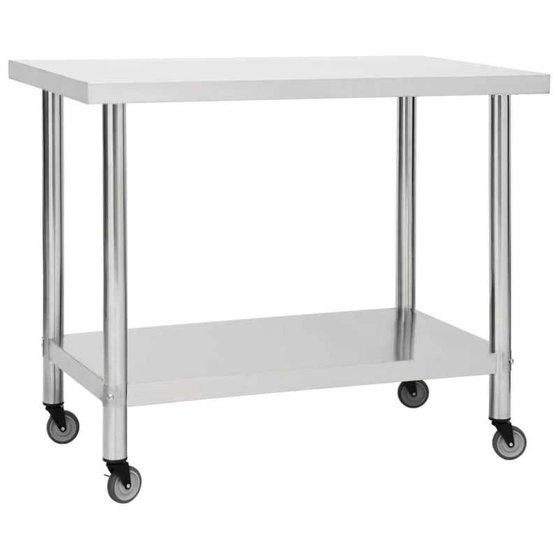 Afbeelding laden in galerijviewer, Vidaxl keukenwerktafel met wielen 100x45x85 cm roestvrij staal
