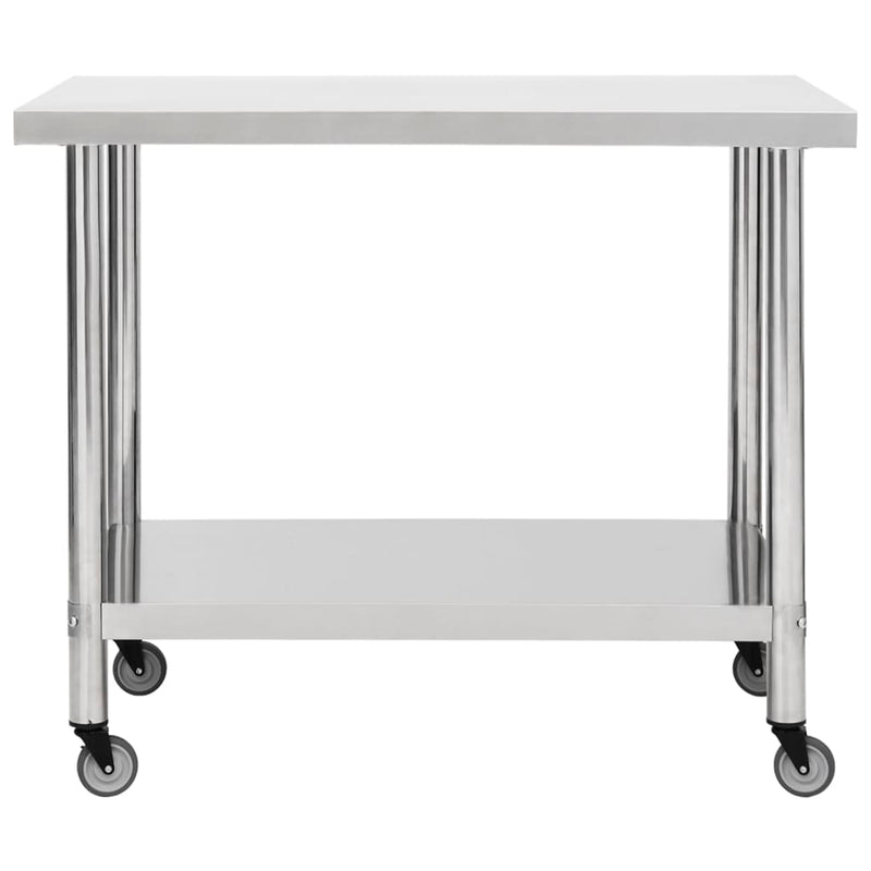 Afbeelding laden in galerijviewer, Vidaxl keukenwerktafel met wielen 100x60x85 cm roestvrij staal
