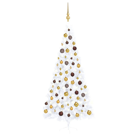 VidaXL Kunstkerstboom met verlichting en kerstballen half 240 cm wit
