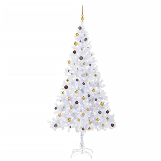 Vidaxl kunstkerstboom met verlichting en kerstballen 910 takken 210 cm