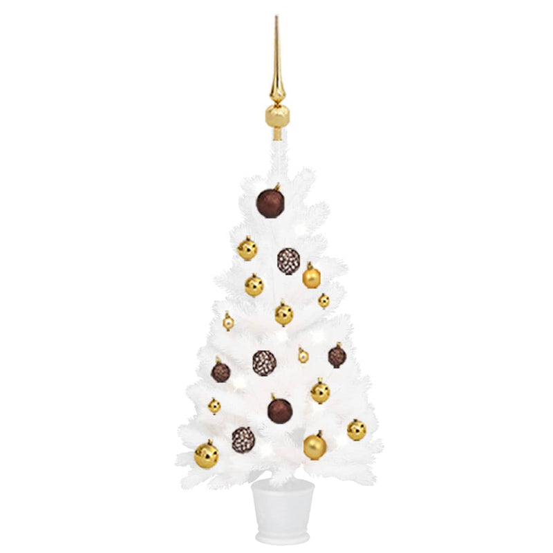 Afbeelding laden in galerijviewer, VidaXL Kunstkerstboom met verlichting en kerstballen 90 cm wit
