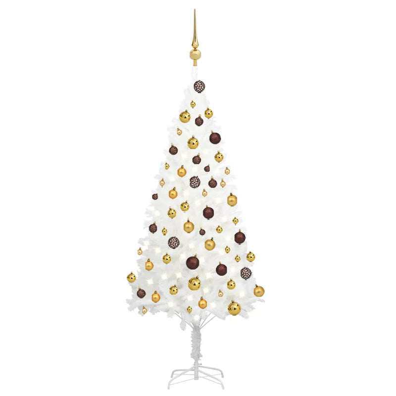 Afbeelding laden in galerijviewer, VidaXL Kunstkerstboom met verlichting en kerstballen 120 cm wit

