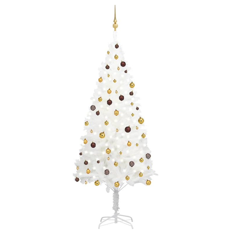 Afbeelding laden in galerijviewer, Vidaxl kunstkerstboom met verlichting en kerstballen 240 cm wit
