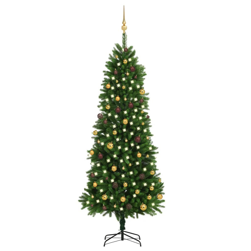 Afbeelding laden in galerijviewer, Vidaxl kunstkerstboom met verlichting en kerstballen 240 cm groen
