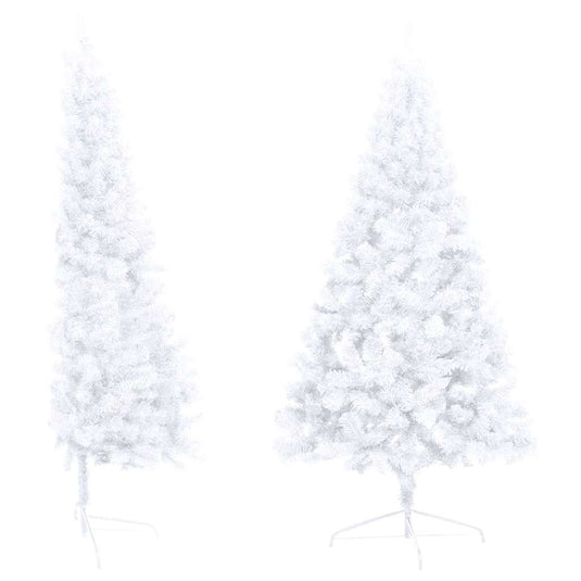 Vidaxl kunstkerstboom met verlichting en kerstballen half 150 cm wit