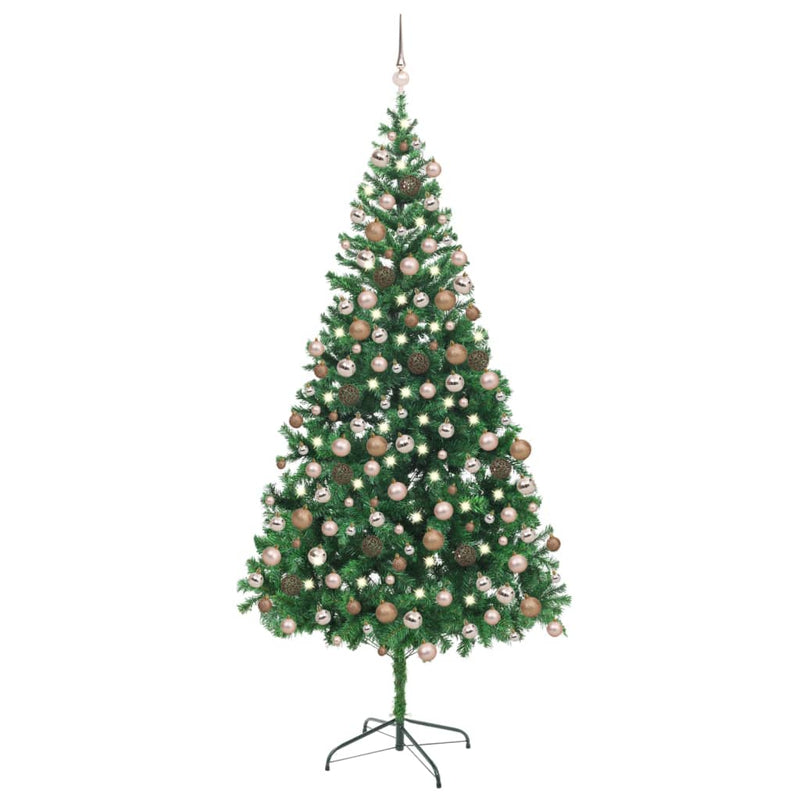 Afbeelding laden in galerijviewer, VidaXL Kunstkerstboom met verlichting en kerstballen 910 takken 210 cm
