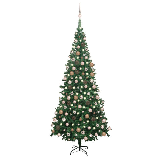 VidaXL Kunstkerstboom met verlichting en kerstballen L 240 cm groen