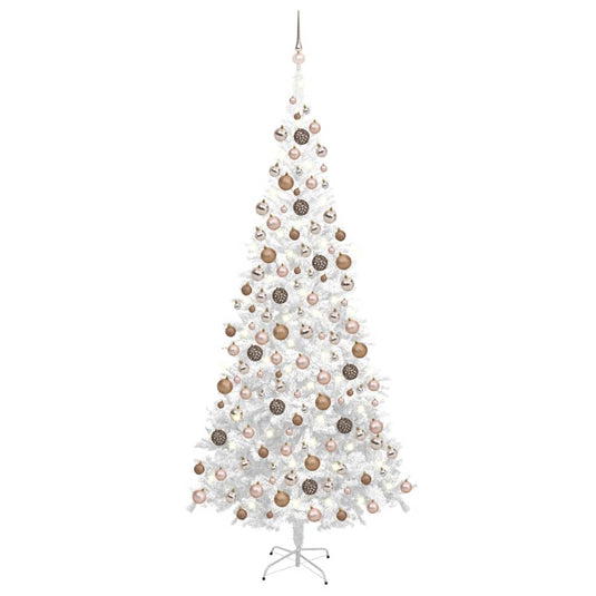 VidaXL Kunstkerstboom met verlichting en kerstballen L 240 cm wit