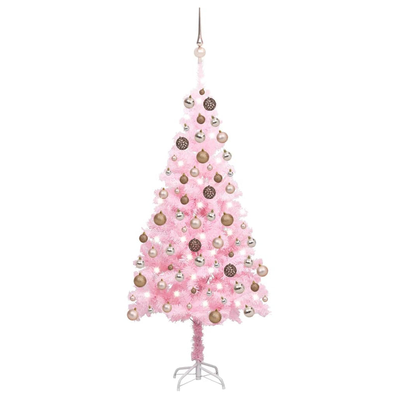 Afbeelding laden in galerijviewer, Vidaxl kunstkerstboom met verlichting en kerstballen 120 cm pvc roze
