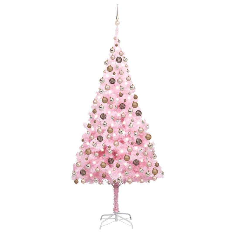 Afbeelding laden in galerijviewer, VidaXL Kunstkerstboom met verlichting en kerstballen 210 cm PVC roze
