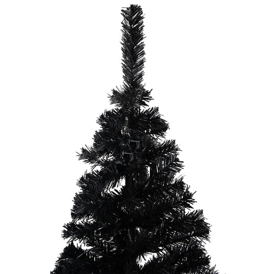 VidaXL Kunstkerstboom met verlichting en kerstballen 210 cm PVC zwart