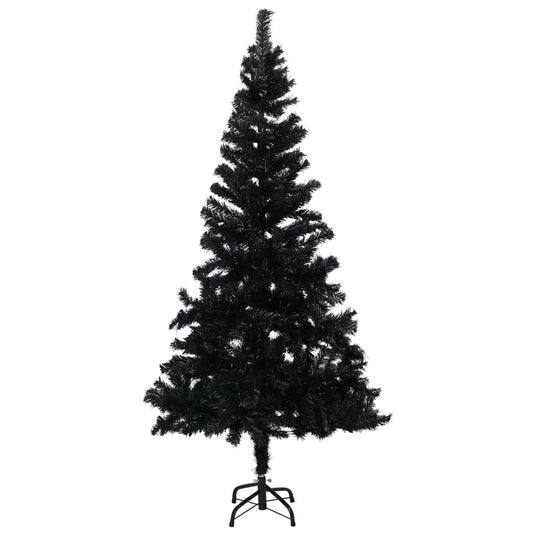 VidaXL Kunstkerstboom met verlichting en kerstballen 240 cm PVC zwart