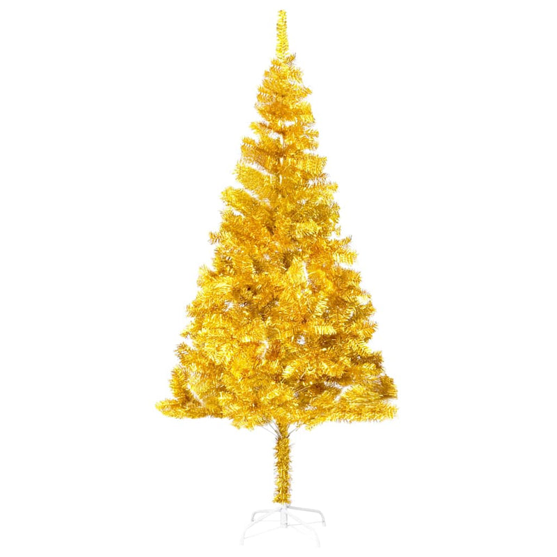 Afbeelding laden in galerijviewer, Vidaxl kunstkerstboom met verlichting en kerstballen 180 cm pet goud
