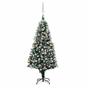 Vidaxl kunstkerstboom met led en kerstballen en dennenappels 180 cm