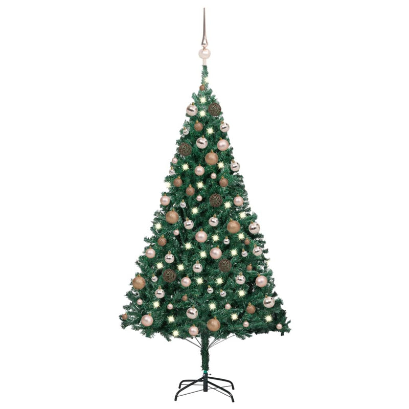 Afbeelding laden in galerijviewer, Vidaxl kunstkerstboom met verlichting en kerstballen 150 cm pvc groen

