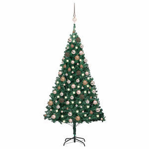 Vidaxl kunstkerstboom met verlichting en kerstballen 180 cm pvc groen