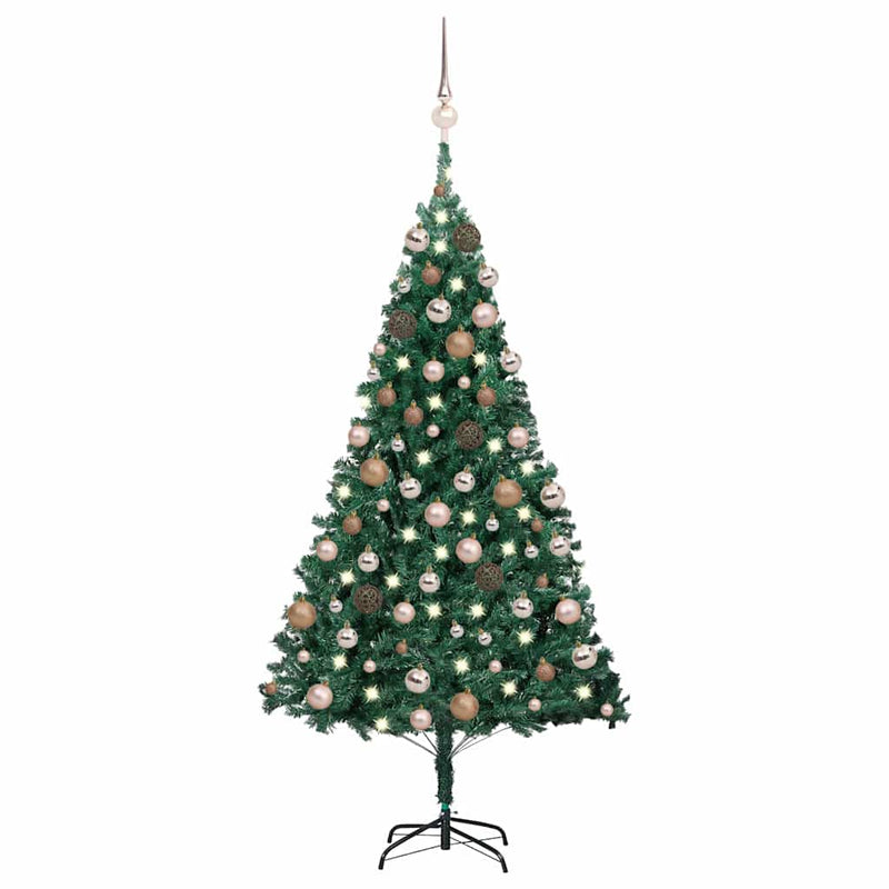 Afbeelding laden in galerijviewer, Vidaxl kunstkerstboom met verlichting en kerstballen 180 cm pvc groen
