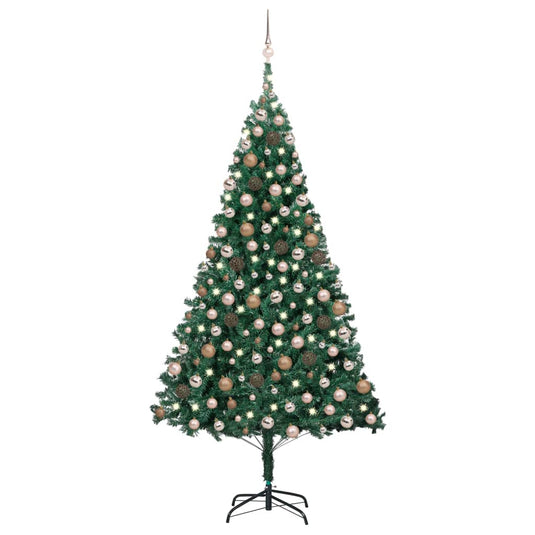VidaXL Kunstkerstboom met verlichting en kerstballen 240 cm groen
