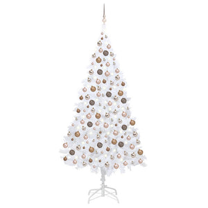 VidaXL Kunstkerstboom met verlichting en kerstballen 210 cm PVC wit