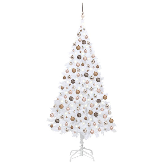VidaXL Kunstkerstboom met verlichting en kerstballen 210 cm PVC wit